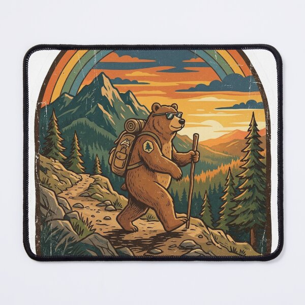 Item preview, Touch Grass Vintage Hiking Bear Sticker designed and sold by LiamAura.