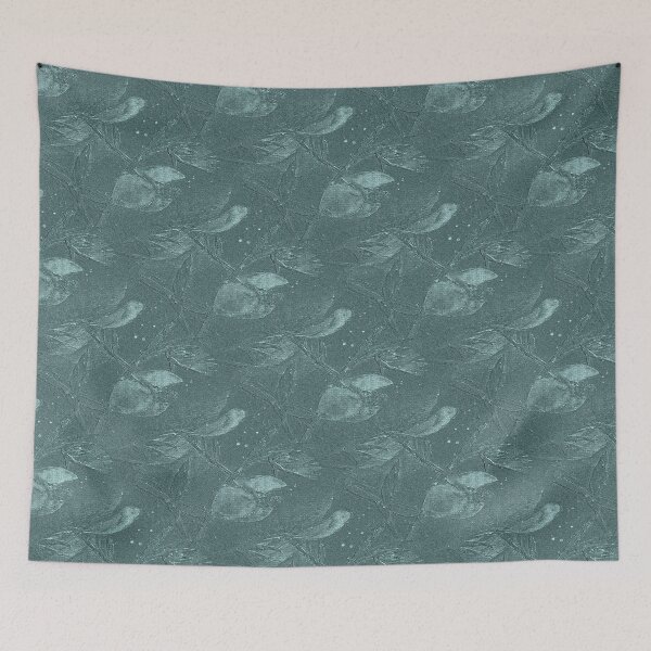 Item preview, Birds on a Branch Embossed Style Pattern in Teal designed and sold by Artistestella.