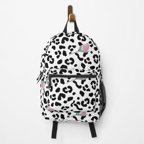 Item preview, Black and white Leopard & pink Rosebud Print designed and sold by PoppeeFrost.