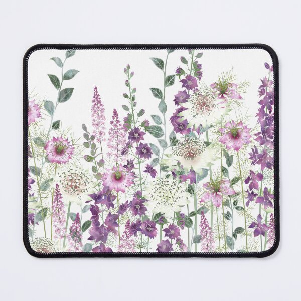 Item preview, Botanical Pink and White Flower Garden Meadow designed and sold by Fiona Calder Designs.