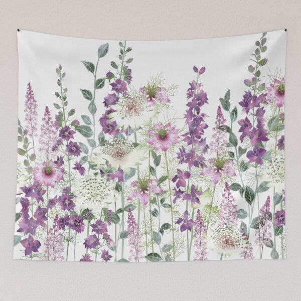 Item preview, Botanical Pink and White Flower Garden Meadow designed and sold by Fiona Calder Designs.