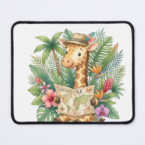 Item preview, Cute Giraffe Explorer Reading a Safari Map designed and sold by Biwbiwty.