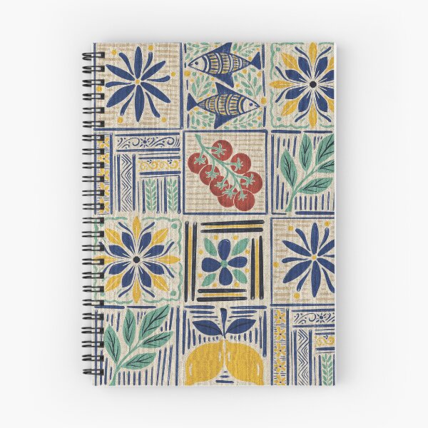 Item preview, Large scale of Mediterranean Tile Pattern with Lemons Sardines and Tomatoes designed and sold by DColourMuse.