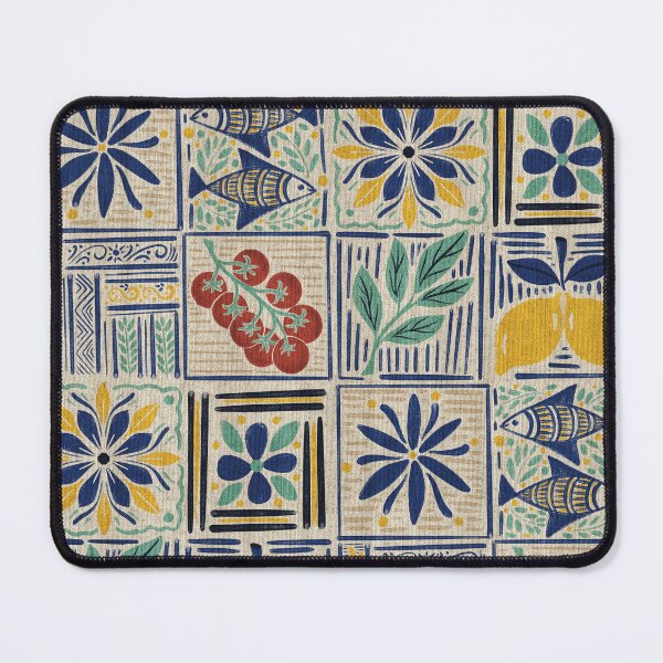 Item preview, Large scale of Mediterranean Tile Pattern with Lemons Sardines and Tomatoes designed and sold by DColourMuse.