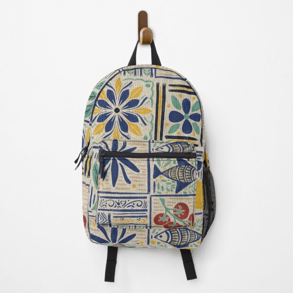 Item preview, Large scale of Mediterranean Tile Pattern with Lemons Sardines and Tomatoes designed and sold by DColourMuse.