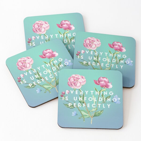 Item preview, Everything Is Unfolding Perfectly | Affirmation Art | Blue Floral Quote designed and sold by Syvonne Kozuch.