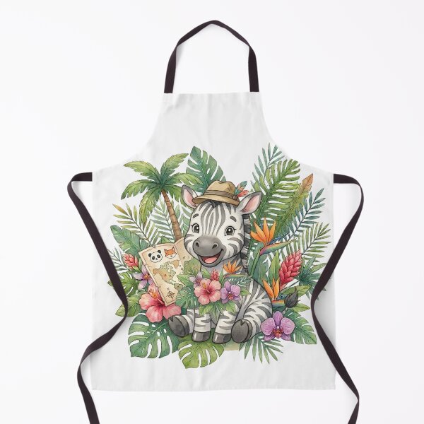 Item preview, Cute Zebra in Tropical Jungle Flowers Illustration designed and sold by Biwbiwty.