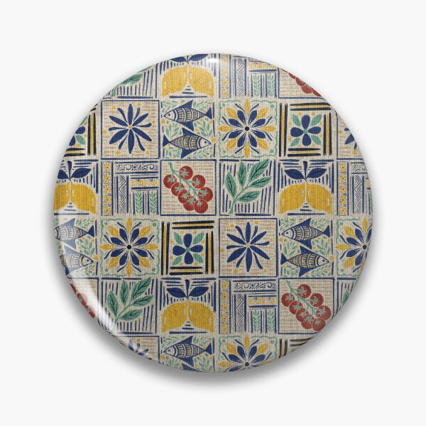 Item preview, Medium scale of Mediterranean Tile Pattern with Lemons Sardines and Tomatoes designed and sold by DColourMuse.