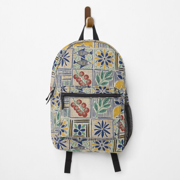 Item preview, Medium scale of Mediterranean Tile Pattern with Lemons Sardines and Tomatoes designed and sold by DColourMuse.
