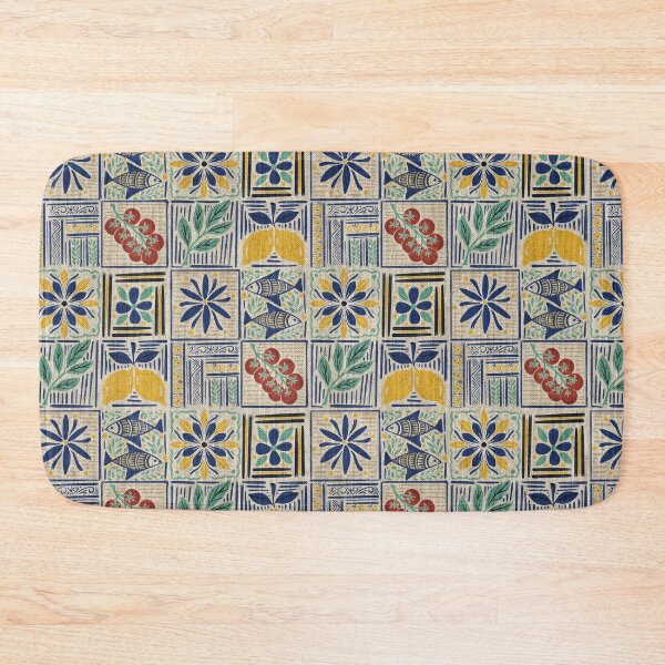 Item preview, Medium scale of Mediterranean Tile Pattern with Lemons Sardines and Tomatoes designed and sold by DColourMuse.