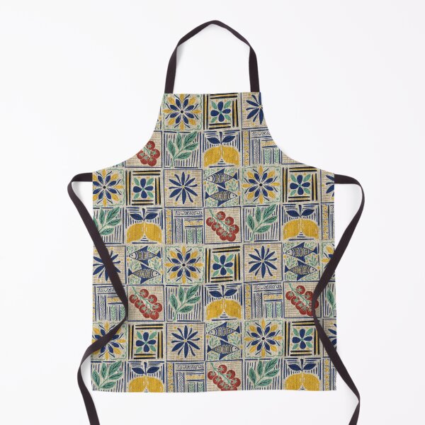 Item preview, Medium scale of Mediterranean Tile Pattern with Lemons Sardines and Tomatoes designed and sold by DColourMuse.