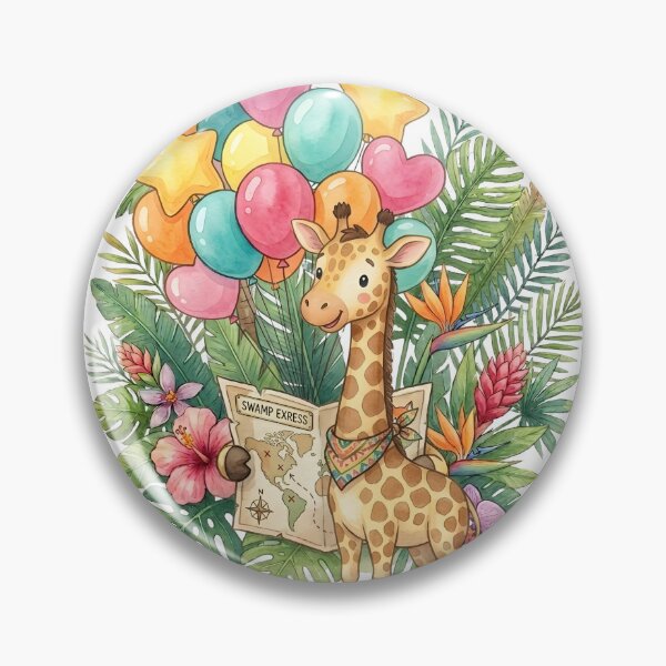 Item preview, Cute Giraffe with Colorful Balloons Safari Illustration designed and sold by Biwbiwty.