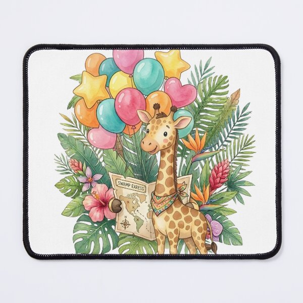 Item preview, Cute Giraffe with Colorful Balloons Safari Illustration designed and sold by Biwbiwty.