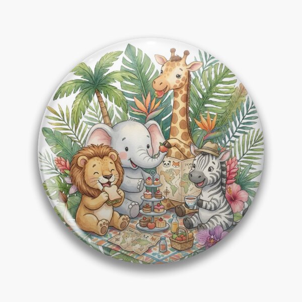 Item preview, Cute Safari Animals Picnic in the Jungle Illustration designed and sold by Biwbiwty.