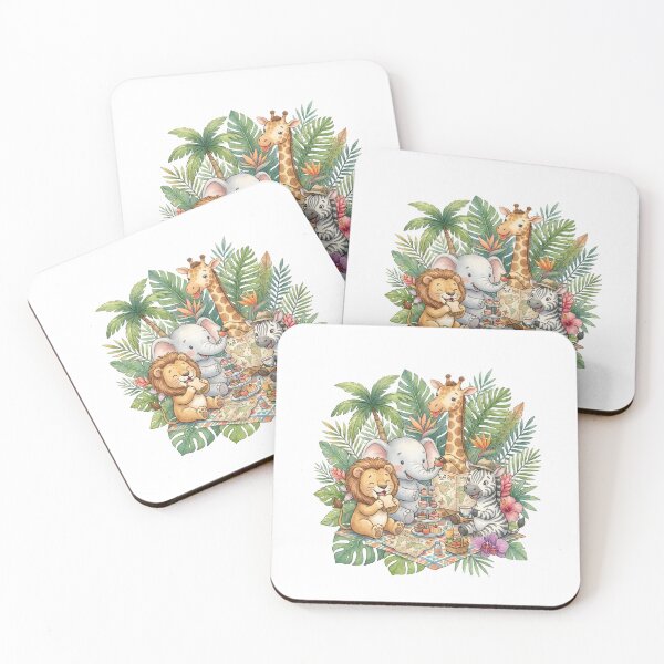Item preview, Cute Safari Animals Picnic in the Jungle Illustration designed and sold by Biwbiwty.