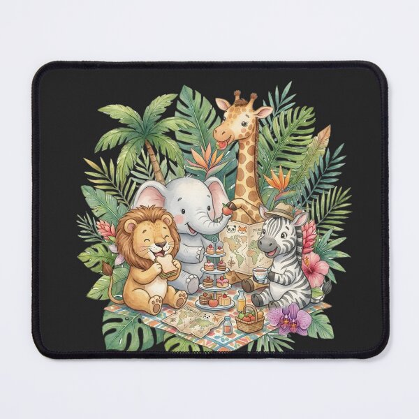 Item preview, Cute Safari Animals Picnic in the Jungle Illustration designed and sold by Biwbiwty.