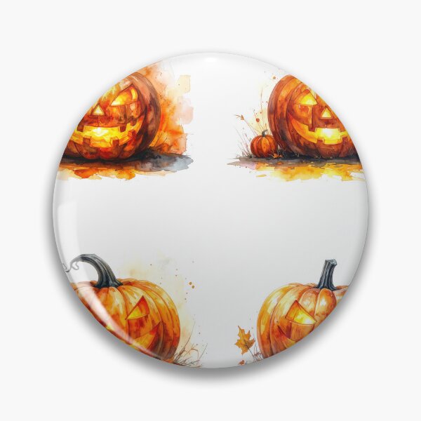 Item preview, Watercolor Jack O’Lantern with Autumn Leaves designed and sold by katifinell.