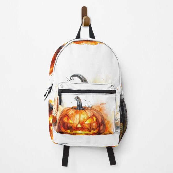 Item preview, Watercolor Jack O’Lantern with Autumn Leaves designed and sold by katifinell.