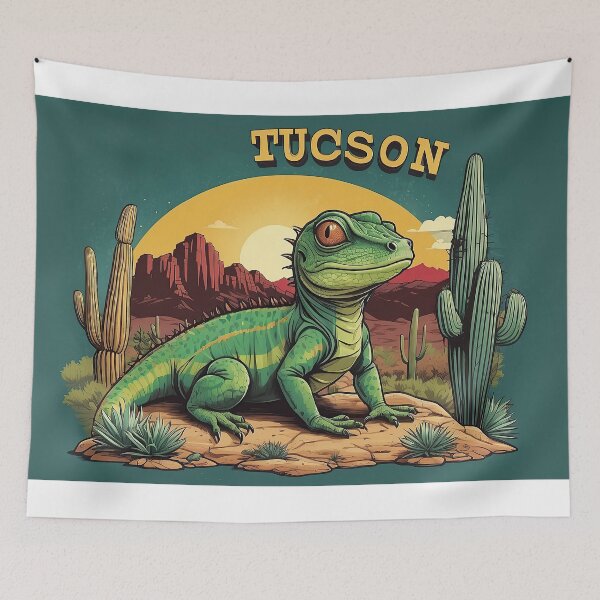 Item preview, Tucson Desert Lizard on Rock with Saguaro Cactus designed and sold by Moriarty's Digital Visions.