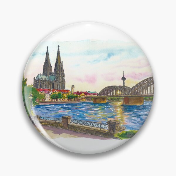 Item preview, Cologne Cathedral and Hohenzollern Bridge Travel Art Warm Afternoon designed and sold by artshop77.