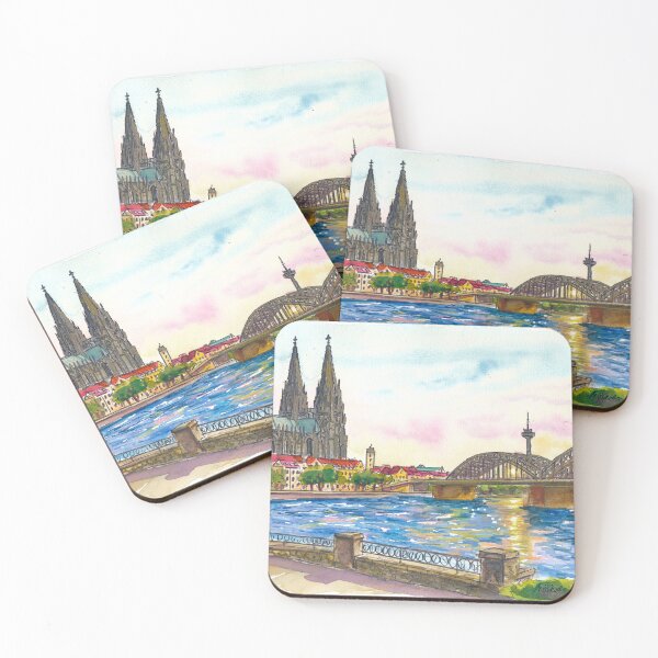 Item preview, Cologne Cathedral and Hohenzollern Bridge Travel Art Warm Afternoon designed and sold by artshop77.