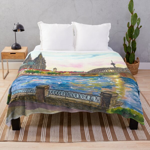Item preview, Cologne Cathedral and Hohenzollern Bridge Travel Art Warm Afternoon designed and sold by artshop77.