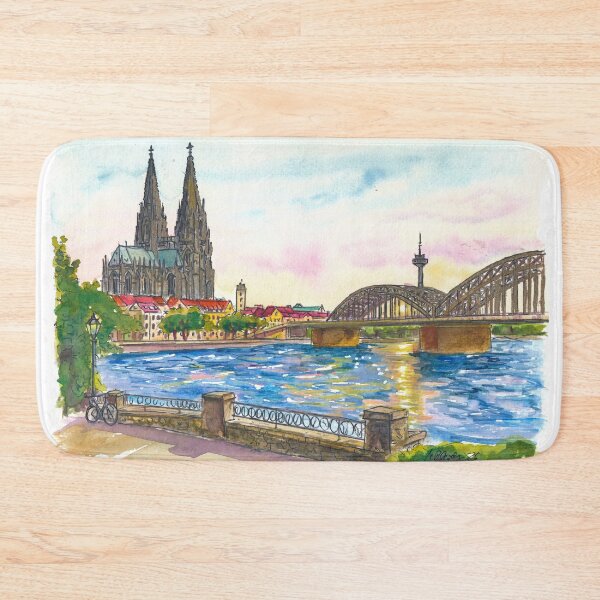 Item preview, Cologne Cathedral and Hohenzollern Bridge Travel Art Warm Afternoon designed and sold by artshop77.