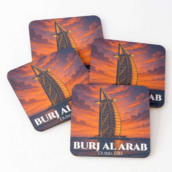 Item preview, Burj Al Arab Dubai UAE Wall Art Print, Iconic Sail Hotel Sunset Poster, Dubai Travel Art designed and sold by GoldenVerseArt.