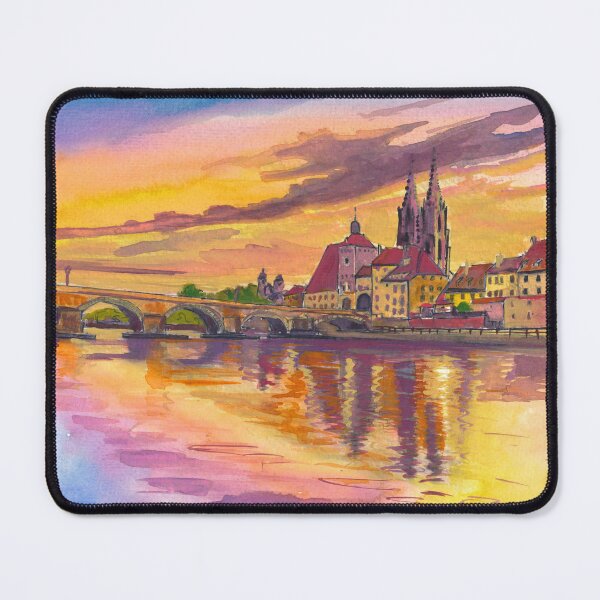 Item preview, Regensburg Stone Bridge and Cathedral Travel Art Danube Riverfront designed and sold by artshop77.