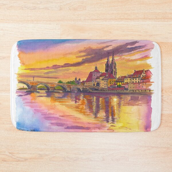 Item preview, Regensburg Stone Bridge and Cathedral Travel Art Danube Riverfront designed and sold by artshop77.