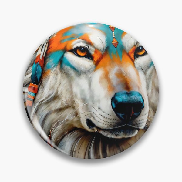 Item preview, Majestic White Wolf Portrait with Tribal Style Art designed and sold by Moriarty's Digital Visions.