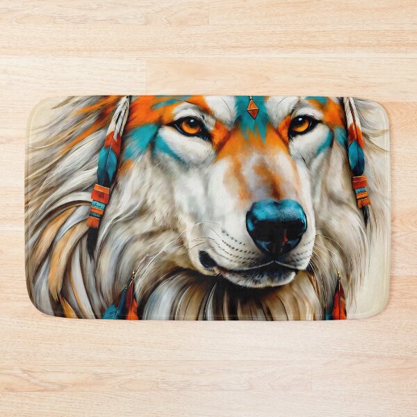 Item preview, Majestic White Wolf Portrait with Tribal Style Art designed and sold by Moriarty's Digital Visions.