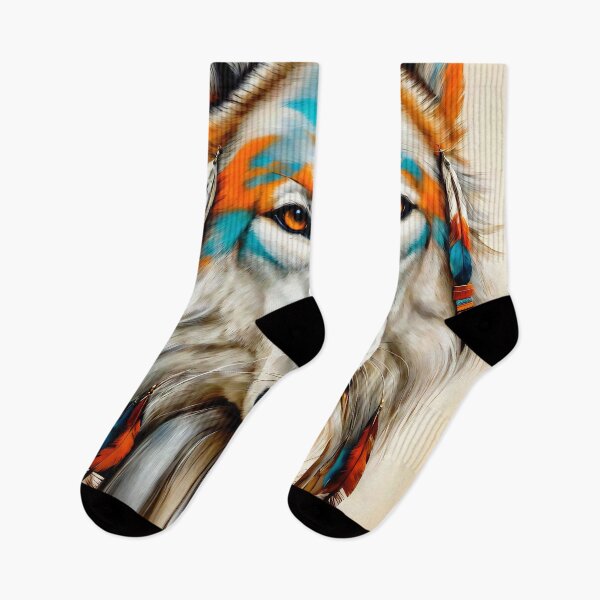 Item preview, Majestic White Wolf Portrait with Tribal Style Art designed and sold by Moriarty's Digital Visions.
