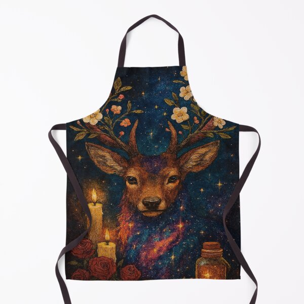 Item preview, Cosmic Stag with Floral Antlers – Mystical Galaxy Deer Art designed and sold by myforestfog.
