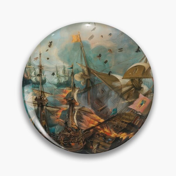 Item preview, Explosion Spanish Flagship Gibraltar Dramatic Naval Battle Painting designed and sold by TheSoulOfArt.