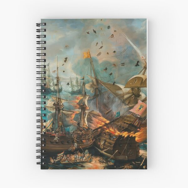 Item preview, Explosion Spanish Flagship Gibraltar Dramatic Naval Battle Painting designed and sold by TheSoulOfArt.