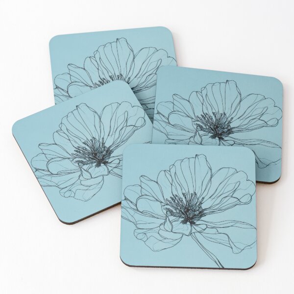 Item preview, Flower outline on blue bg designed and sold by anytka.