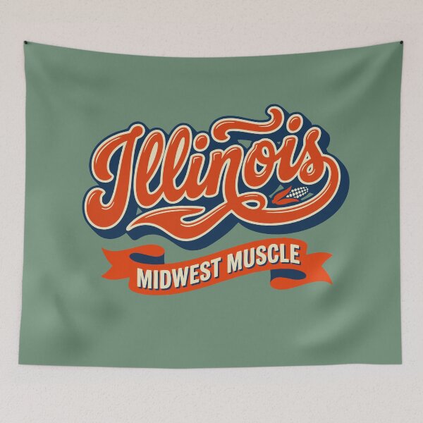Item preview, Illinois Midwest Muscle - Retro  Vintage State Pride designed and sold by Cozy-Old-Pub.