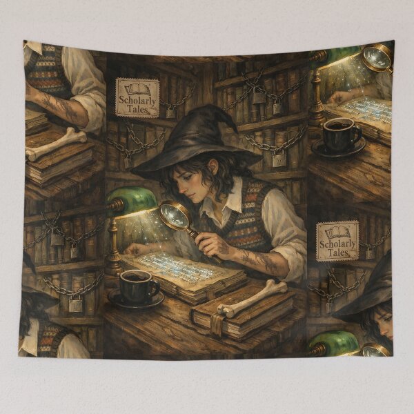Item preview, The Archivist of the Chained Wing - Dark Academia Witch designed and sold by bapupa.