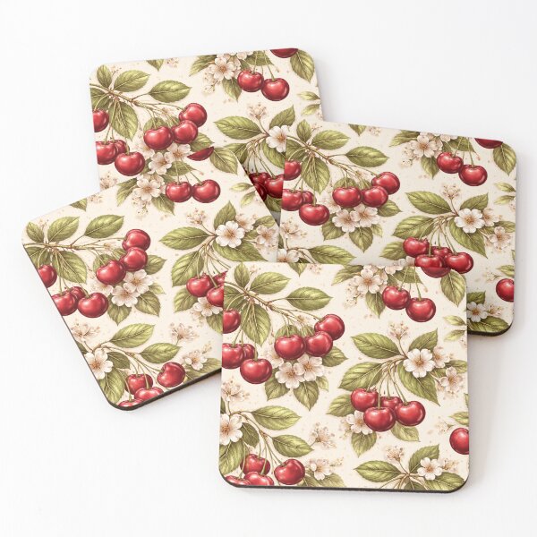 Item preview, Vintage Cherry Blossom Pattern, Cottagecore Fruit Floral Illustration, Botanical Cherries Aesthetic designed and sold by DreamPixelPrint.