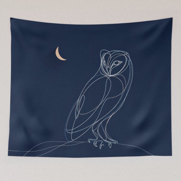 Item preview, Owl sits under crescent moon designed and sold by anytka.