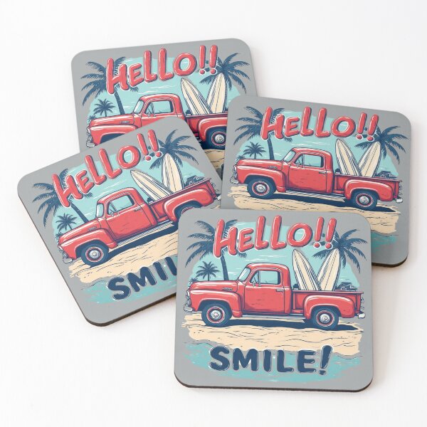 Item preview, Vintage Red Truck Beach Vibes - Hello Smile designed and sold by tareankush.