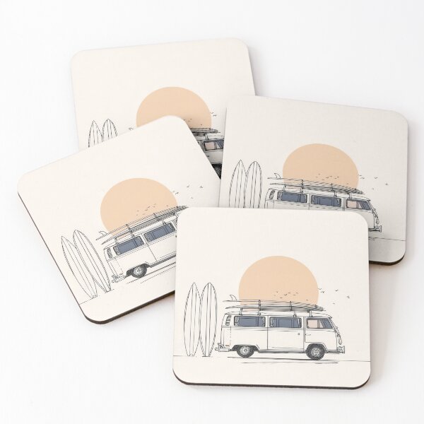 Item preview, Surfing van by the beach at sunset designed and sold by anytka.