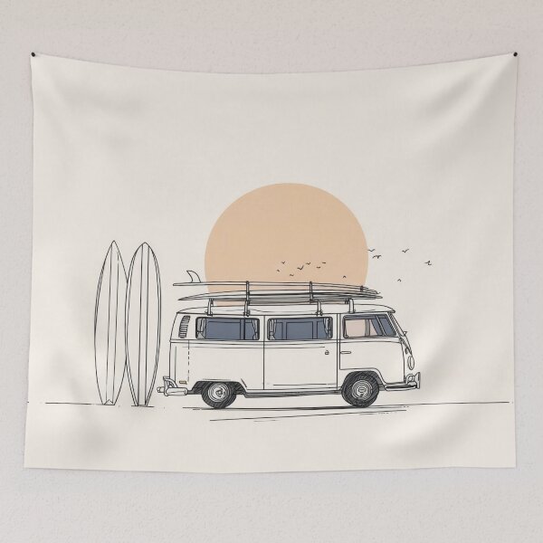 Item preview, Surfing van by the beach at sunset designed and sold by anytka.