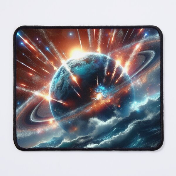 Item preview, Meteor Storm – Cosmic Cataclysm Over Ringed Planet designed and sold by Dogandesighn.