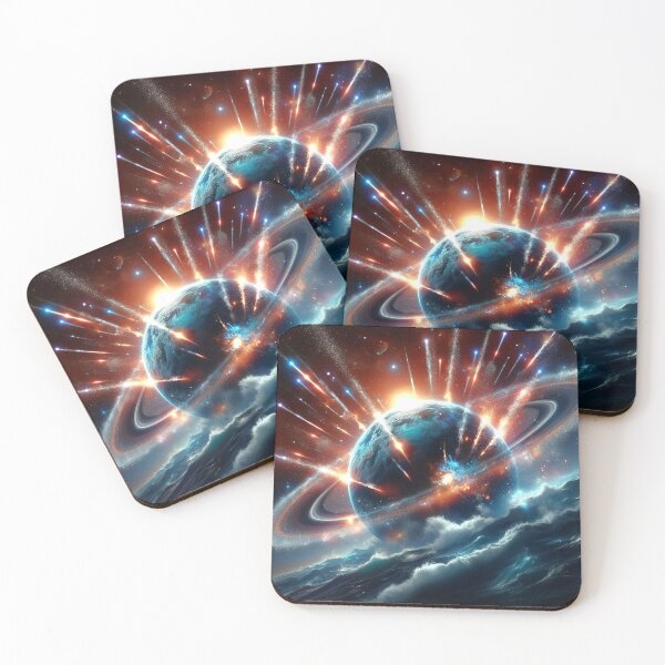 Item preview, Meteor Storm – Cosmic Cataclysm Over Ringed Planet designed and sold by Dogandesighn.