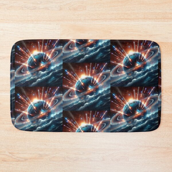 Item preview, Meteor Storm – Cosmic Cataclysm Over Ringed Planet designed and sold by Dogandesighn.