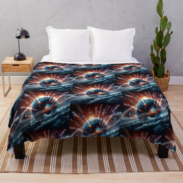 Item preview, Meteor Storm – Cosmic Cataclysm Over Ringed Planet designed and sold by Dogandesighn.
