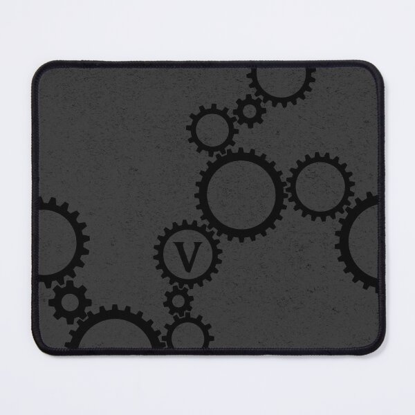 Item preview, Masculine Black Monogram V Cogs Gears Abstract Pattern  designed and sold by TackyTime.