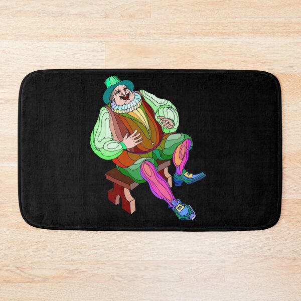 Item preview, Vibrant Stained Glass Style Medieval Jester Character Sitting On Wooden Bench Art designed and sold by Taniyah Gomes.